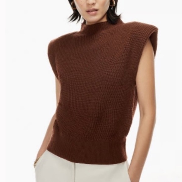 Babaton Hazlitt Sweater Vest in Rich Cocoa Size L 100% Merino Wool minimalist - Picture 1 of 4